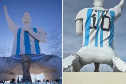 estatua-de-messi-vira-alvo-de-piadas-na-internet-por-formato-esquisito